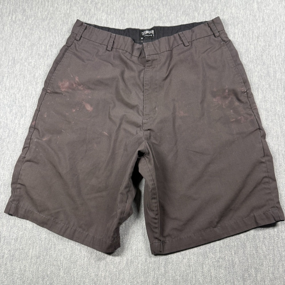 Stussy Shorts Mens 34 Brown Faded Skater Chino Twill Authentic Casual Streetwear